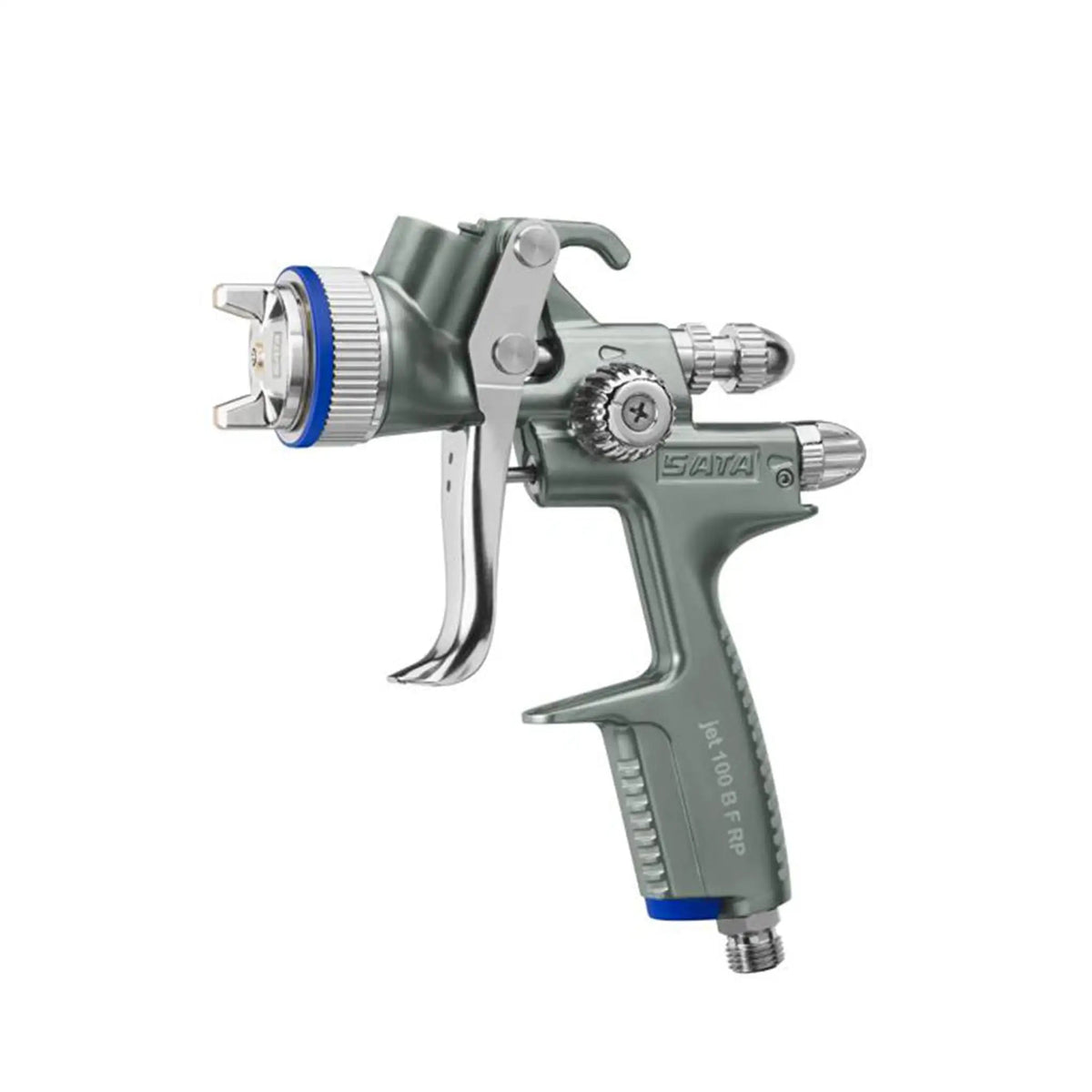 SATAjet 100 B spray gun with RPS cups for automotive spray painting, black finish, professional-grade tool for precise coating applications