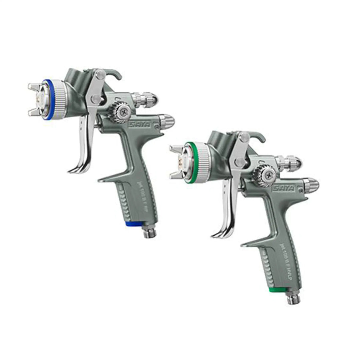 SATAjet 100 B spray gun with RPS cups for automotive painting, featuring professional-grade design and ergonomic grip