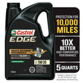 Castrol EDGE 5W-20 full synthetic engine oil in a 5-quart container, premium motor oil by EasyOptionXY LLC.