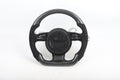 Custom Audi R8 and TT steering wheel by Exclusive Steering, black leather with silver accents, designed for 2008-2015 models.