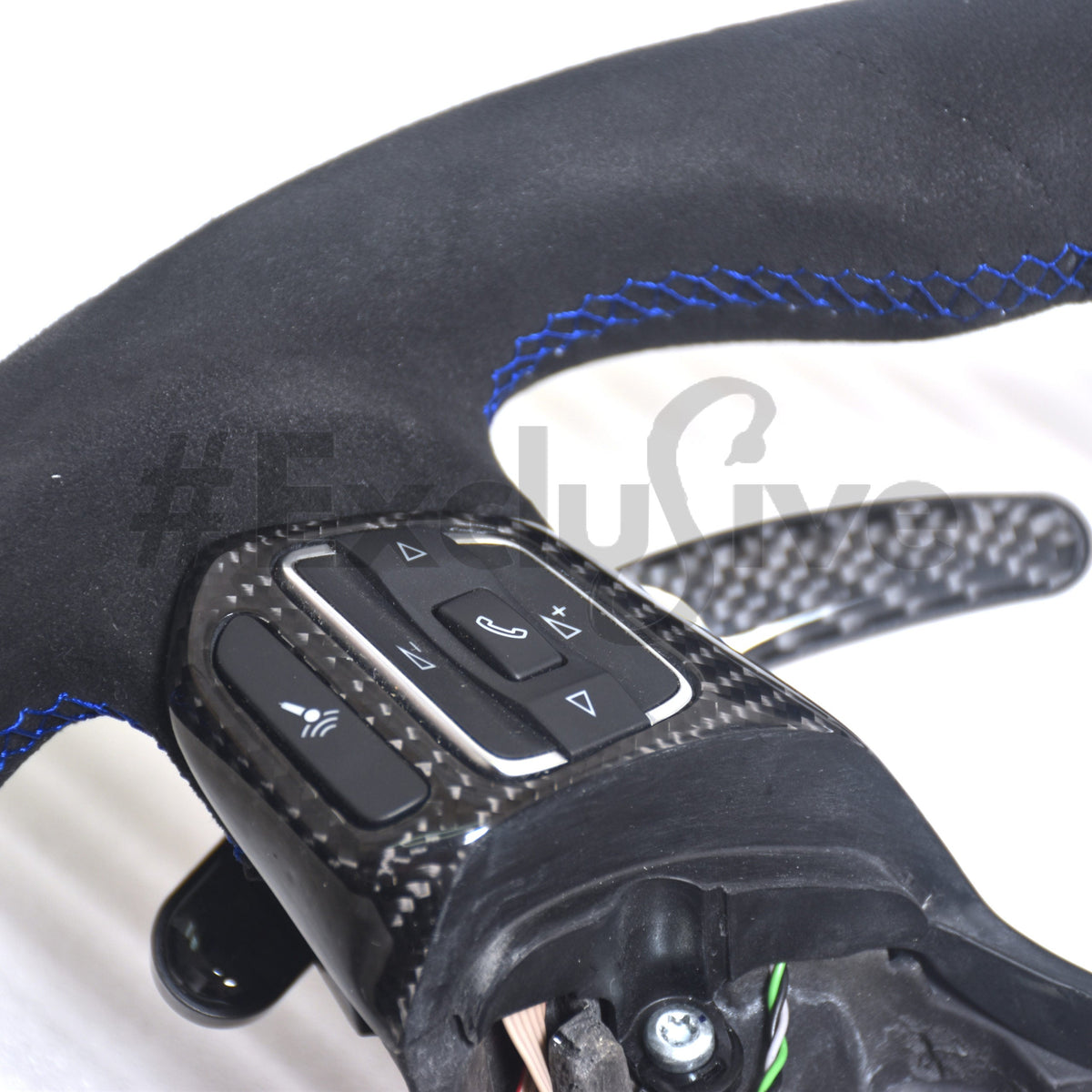 Custom Volkswagen Golf MK6 GTI/R steering wheel by Exclusive Steering, featuring sporty design and premium craftsmanship.