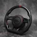 Custom Audi steering wheel for 2012-2018 A3, A4, A5, A6, A7, A8, S3, S4, S5, S6, S7, S8, RS7 by Exclusive Steering displayed on the vehicle dashboard