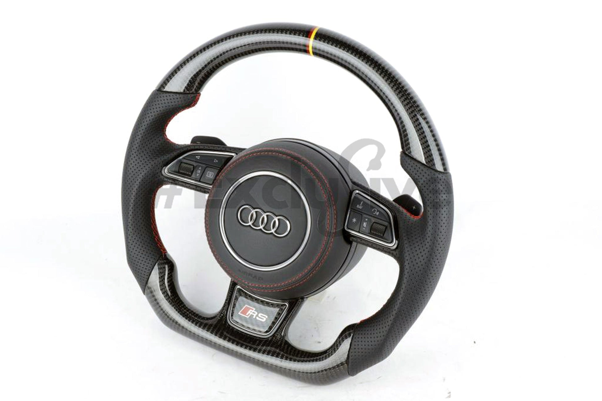 Custom Audi steering wheel for 2012-2018 A3, A4, A5, S3, S4, S5, S6, S7, S8, and RS7 models by Exclusive Steering.