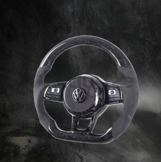 Volkswagen Golf MK7 GTI & R custom steering wheel by Exclusive Steering, black leather with red stitching and sporty design