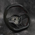 Volkswagen Golf MK7 GTI & R custom steering wheel by Exclusive Steering, black leather with red stitching and ergonomic design.