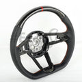 Audi R8 and TT custom steering wheel by Exclusive Steering, featuring high-quality leather and detailed craftsmanship.