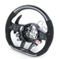 Audi R8 and TT custom steering wheel by Exclusive Steering, featuring premium leather and detailed craftsmanship.