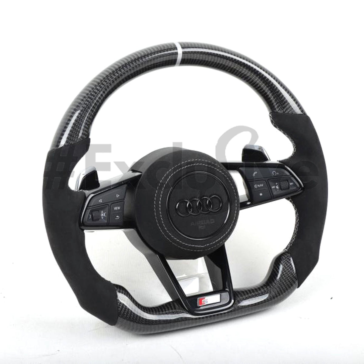 Audi R8 and TT 2016-2023 custom steering wheel by Exclusive Steering, showcasing premium leather and sleek design details.