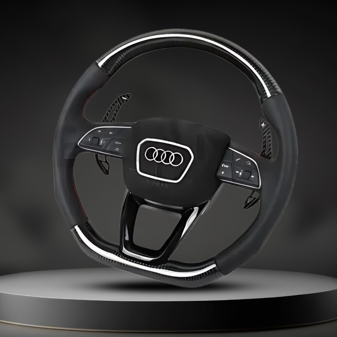 Custom Audi Q3 Q5 Q7 Q8 SQ5 SQ7 steering wheel by Exclusive Steering, with leather grip and sporty design, for 2016-2024 models.