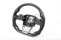 Custom leather steering wheel for Audi Q3, Q5, Q7, Q8, SQ5, and SQ7 by Exclusive Steering, showing detailed close-up of the wheel.