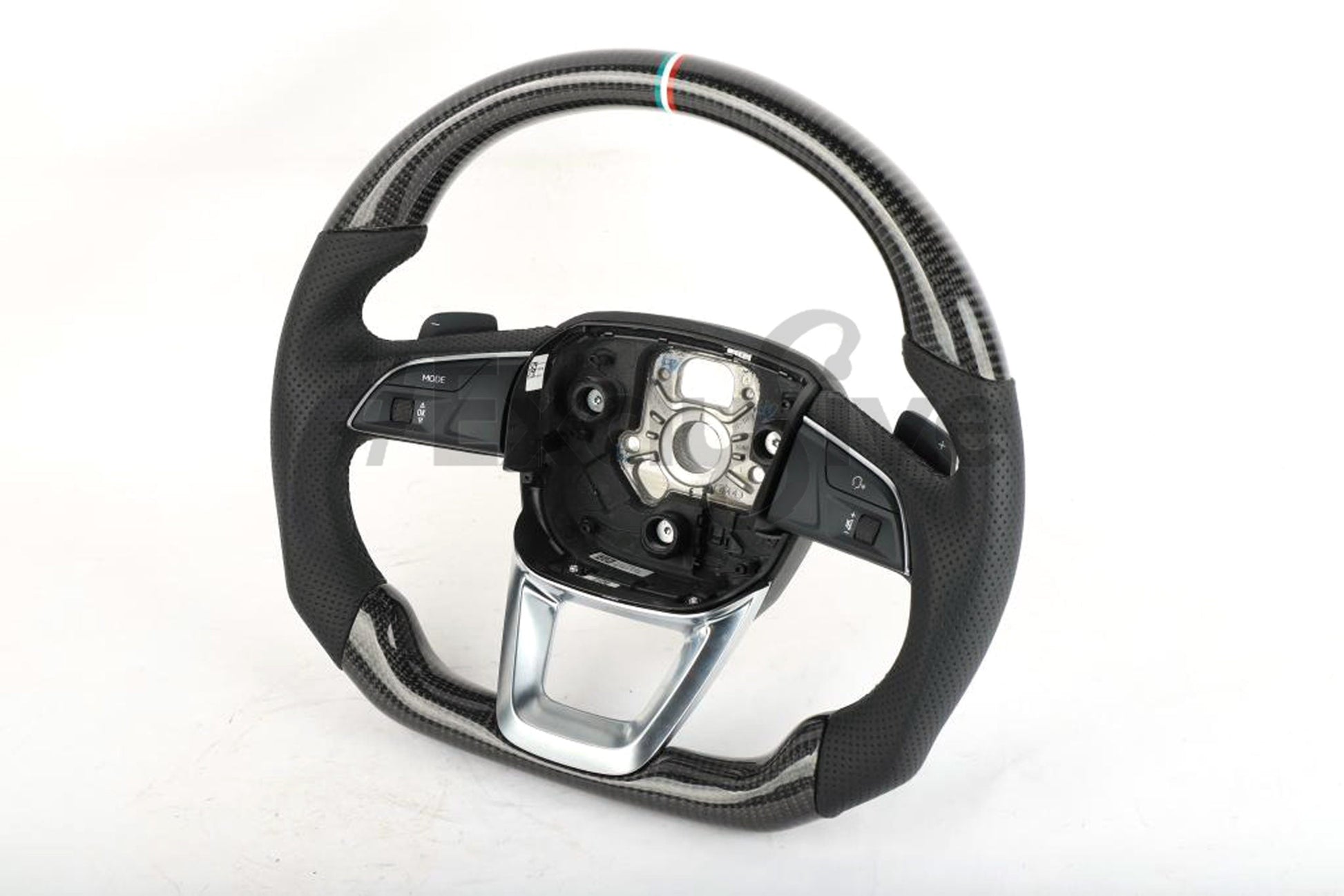 Custom Audi steering wheel for Q3, Q5, Q7, Q8, SQ5, SQ7 models by Exclusive Steering, featuring a sleek design and premium materials.