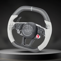 Custom black leather and silver accents Audi A5 S3 RS3 S4 RS4 S5 RS5 steering wheel by Exclusive Steering