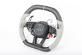Custom Audi A5 S3 RS3 S4 RS4 S5 RS5 steering wheel by Exclusive Steering, with black leather and silver accents.