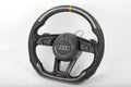 Custom Audi A5 S3 RS3 S4 RS4 S5 RS5 steering wheel by Exclusive Steering with black leather and sporty design, detailed stitching.