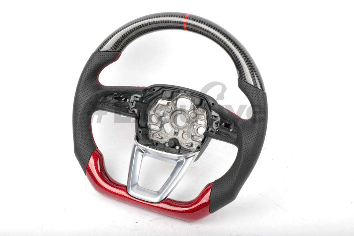 Custom Audi A5 S3 RS3 S4 RS4 S5 RS5 steering wheel by Exclusive Steering, featuring premium leather and sporty design.