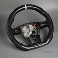 Custom Audi A6, S6, RS6, A7, S7, RS7, C8 steering wheel by Exclusive Steering with leather grip and silver accents.