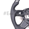 Custom Audi A3, A4, A5, A6, Q7 steering wheel by Exclusive Steering with leather grip and detailed craftsmanship.