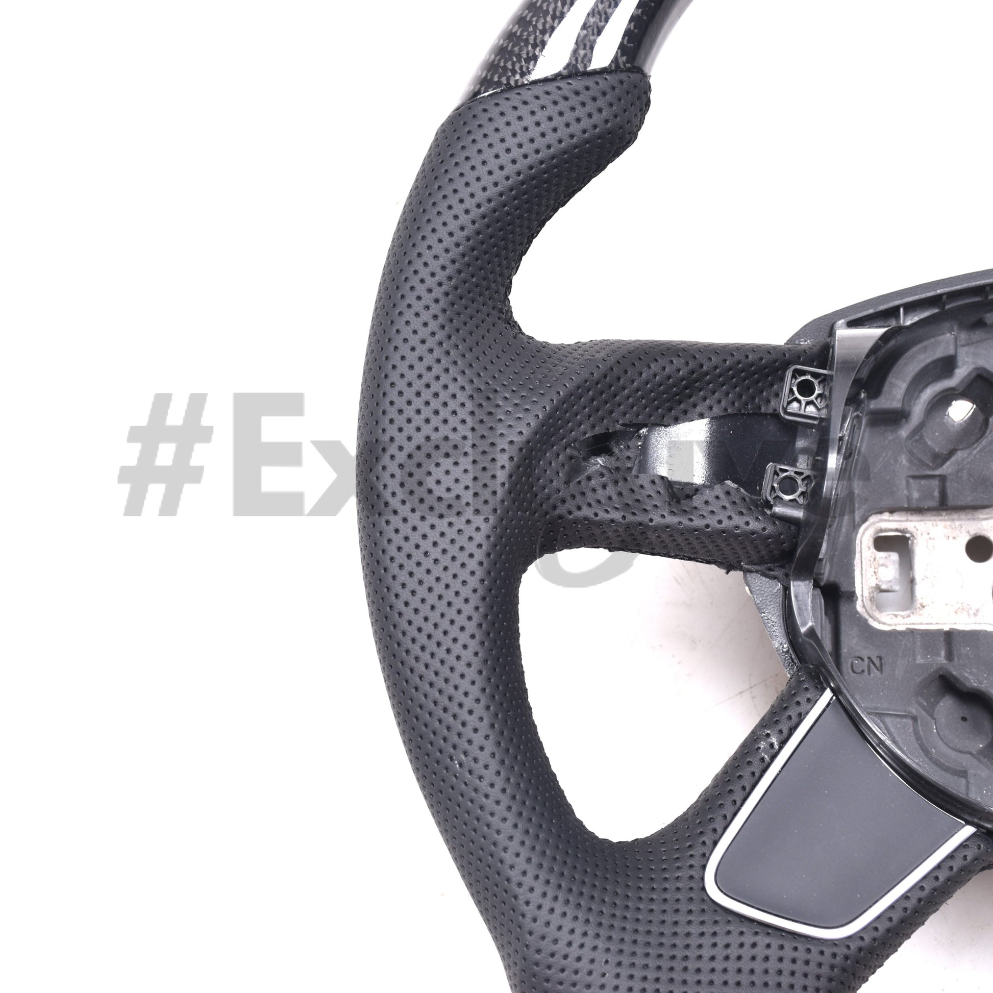 Custom Audi A3, A4, A5, A6, Q7 steering wheel by Exclusive Steering with leather grip and detailed craftsmanship.