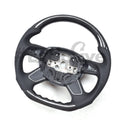 Custom Audi A3, A4, A5, A6, Q7 steering wheel by Exclusive Steering, featuring premium leather and detailed craftsmanship.