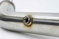ARM Motorsports Audi A4 B8 3-inch test pipe downpipe, metallic with mounting details, designed for performance exhaust upgrades.