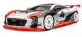 HPI RS4 Sport 3 Flux Audi E-Tron Vision GT 1/10 scale brushless RC car on display, showcasing detailed body and racing design.