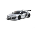Tamiya TT-02 Audi R8 LMS 1/10 scale 4WD electric touring car kit, assembled with detailed body and racing wheels.