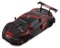 Kyosho MR-03 RWD Mini-Z ReadySet with Audi R8 2016 LMS body, black and red, featuring 2.4GHz radio control system.