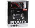 Kyosho MR-03 RWD Mini-Z ReadySet with Audi R8 2016 LMS body in black and red, featuring 2.4GHz radio control.