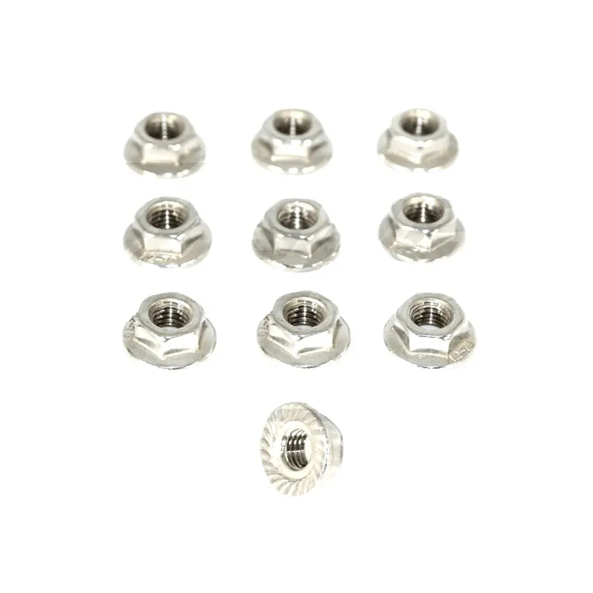 Set of 10 ZSPEC M5 metric flare nuts made from SUS304 stainless steel, featuring precise threading and durable construction.