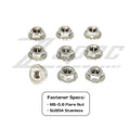 Set of 10 ZSPEC M5 metric flare nuts made of SUS304 stainless steel, shown in a close-up of the flare nut design.