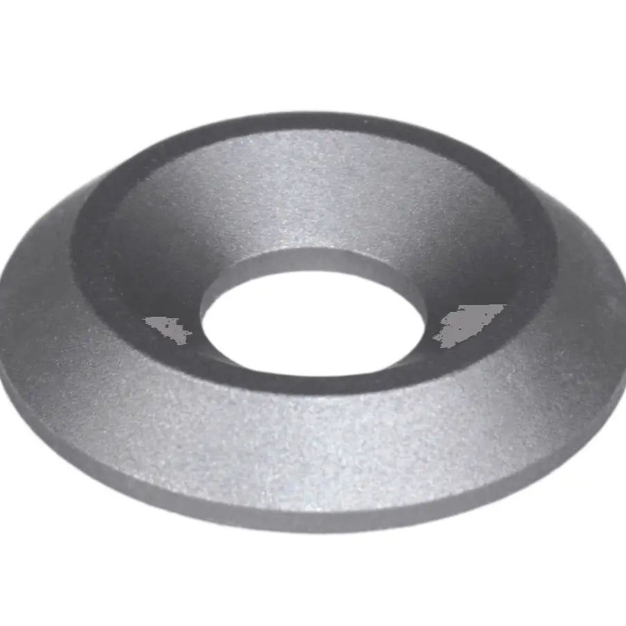 Gunmetal gray ZSPEC M5 Billet Fender Finish Dress Up Washers for M5 fasteners, 10-pack, with a smooth, polished surface.