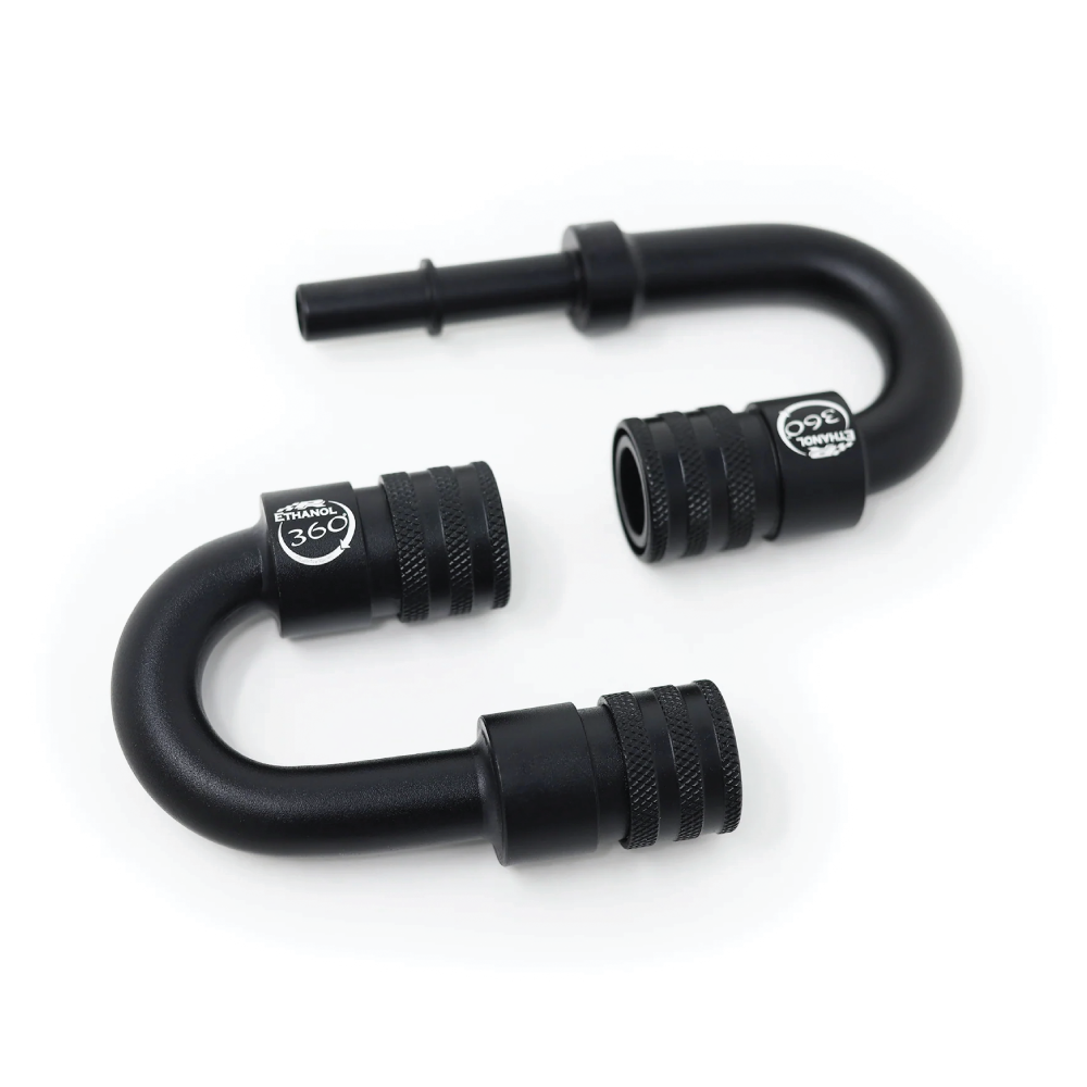 MOTIV Ethanol 360 fittings including connectors and adapters for fuel system applications, made of durable metal.