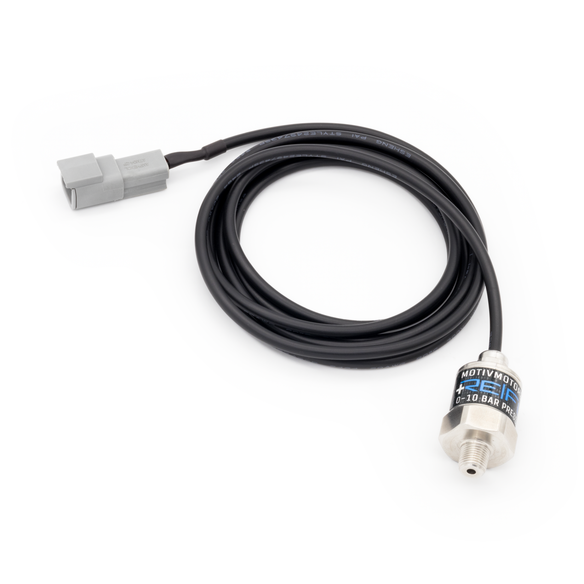 MOTIV ReFlex+ 0-10 bar pressure sensor with digital display and connection ports for accurate pressure measurement.