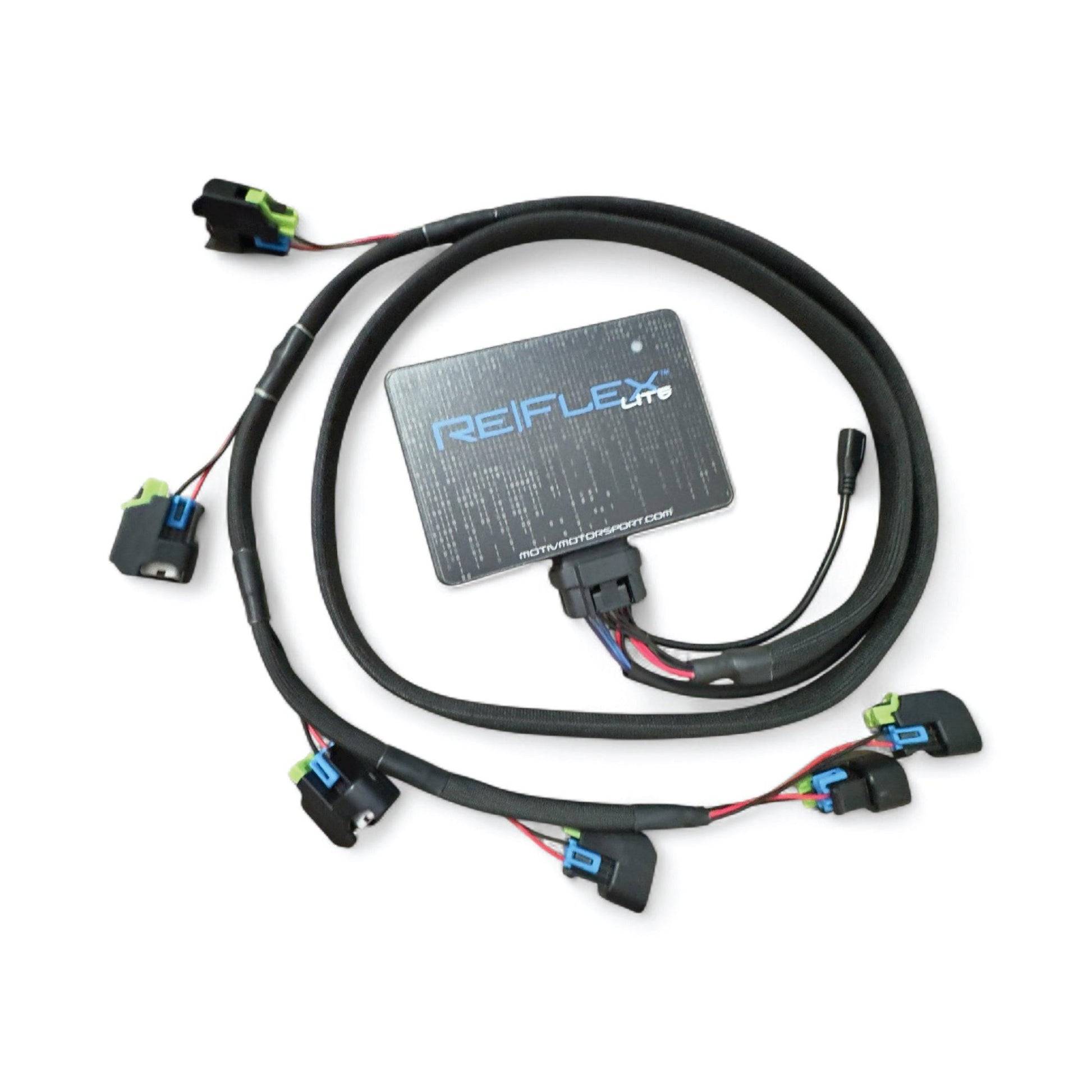 Motiv ReFlex LITE advanced sequential injector controller mounted on engine engine for precise fuel injection management
