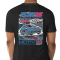 Light blue MOTIV FL2K 2025 shirt in size XS, featuring a sleek design and the MOTIV brand logo, displayed on a flat surface.