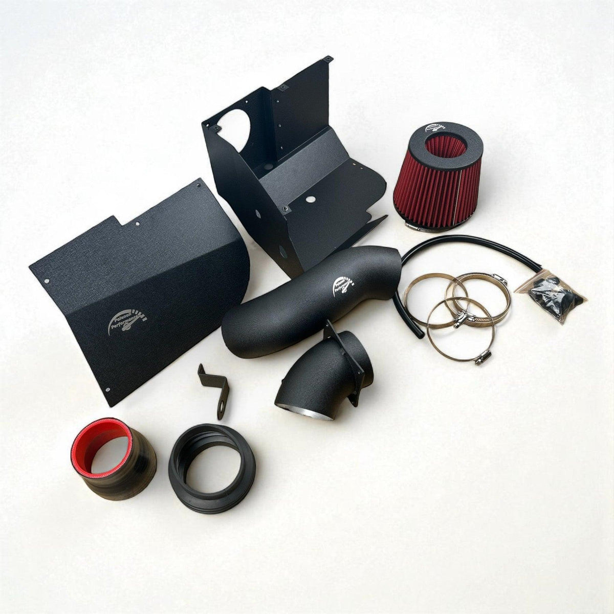 Palenon Performance cold air intake installed in a 2022+ Audi A3 8Y 2.0L engine bay, showing the sleek air intake system.