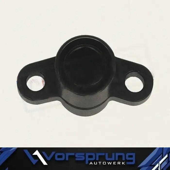 Black supercharger intercooler port plug for Audi 3.0T V6 engine on white background