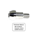 Stainless ZSPEC Design M6-1.0x16mm shoulder bolt with 8.6mm shoulder, shown in close-up view.