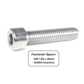 Set of 10 stainless steel ZSPEC M8-1.25x35mm socket cap SHSC fasteners arranged on a flat surface.
