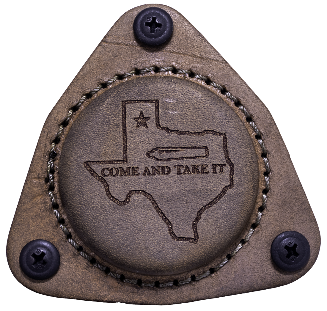 SofHold Come and Take It gun magnet mount, standard gun holder with natural finish, securely holding a firearm on a metal surface.