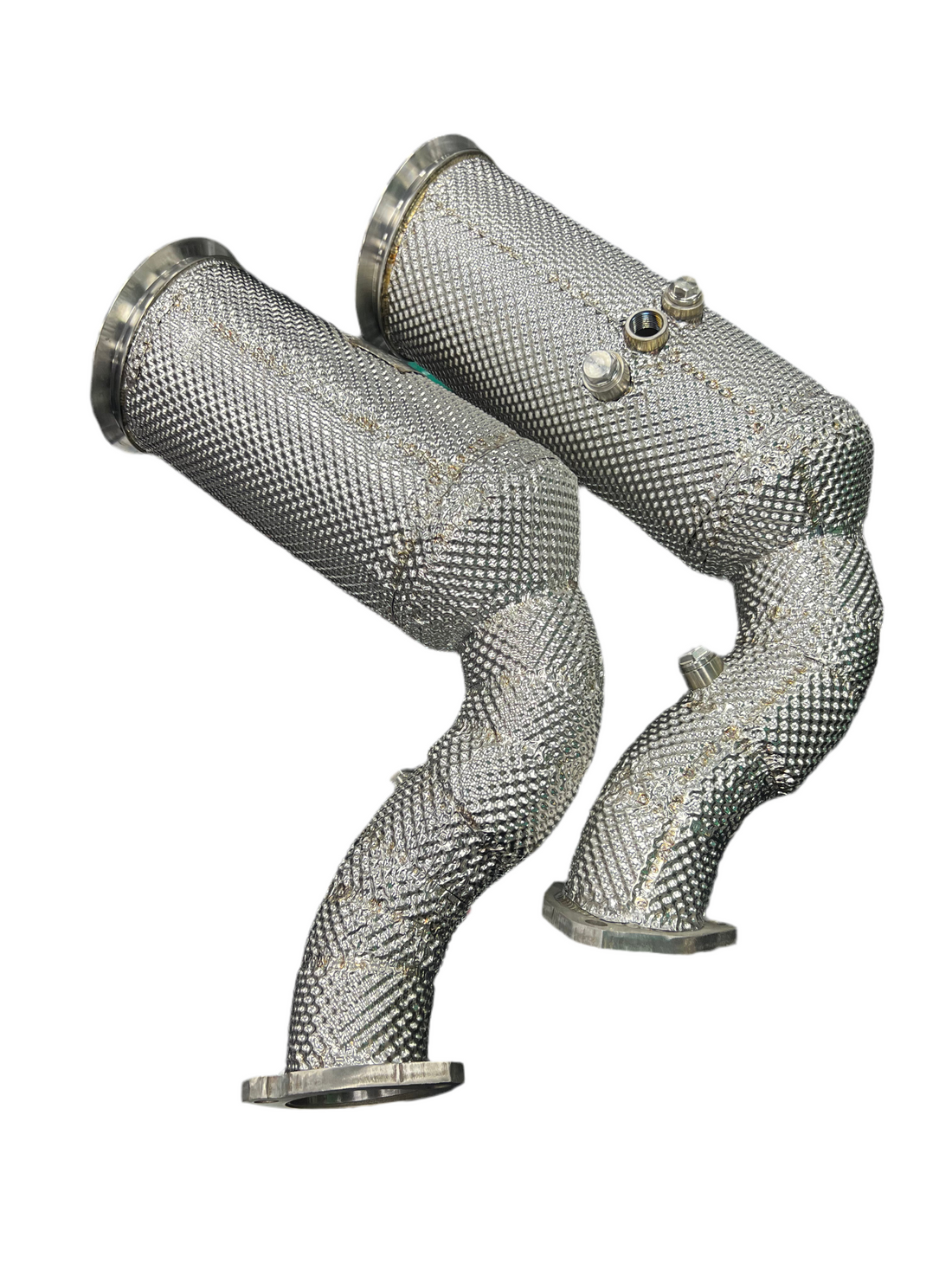 SPDZ1 Reactive Race Downpipe for Lamborghini Urus and Audi SQ8 4.0TT by Speedzone Performance LLC, showing polished metal with branding.