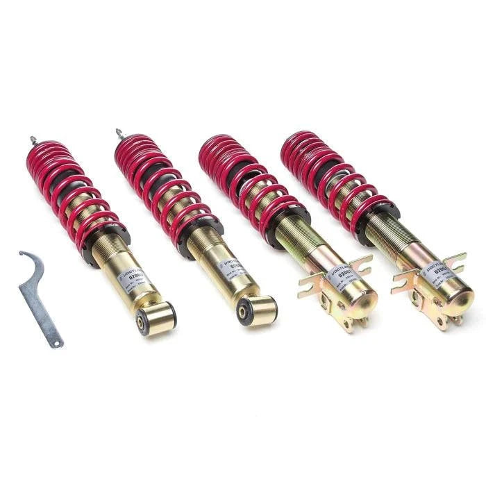Vogtland height adjustable coilover suspension for Audi B6-B7 FWD models by Speedzone Performance LLC with non-damping features.