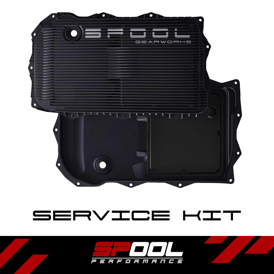 Spool Performance billet aluminum transmission oil pan service kit for 8HP45, 8HP50, 8HP51 transmission clutches.
