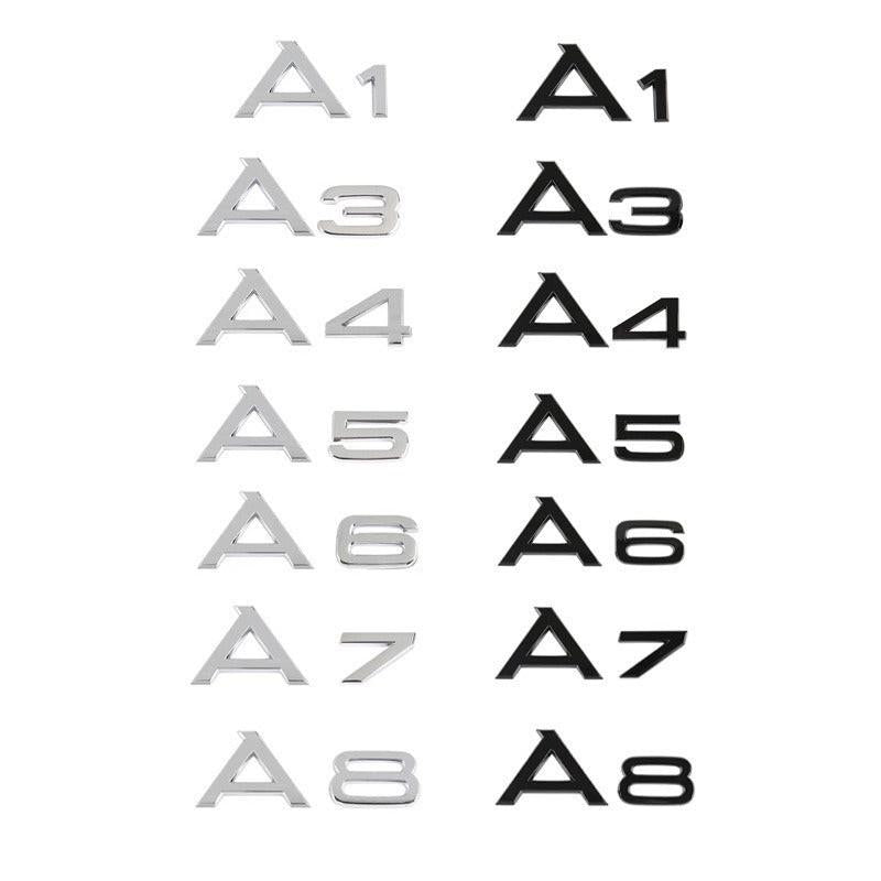 Black Audi A1 rear badges by V.I.P Digital Presence, featuring sleek design and branding details on the vehicle.