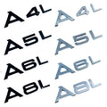 Black Audi A1 rear badges by V.I.P Digital Presence displayed on vehicle with close-up view of the badges.