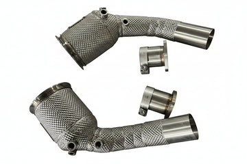 Vorsprung high-flow catted downpipe with 200 or 400-cell metallic catalytic converters for Audi RS6, RS7, A8, S8 4.0T V8