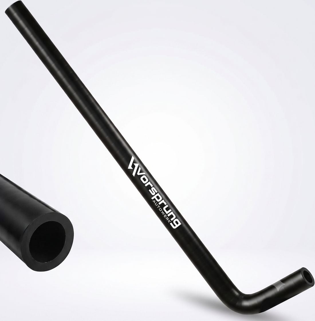 Black performance silicone hose with Vorsprung Autowerk branding for Audi engine upgrades