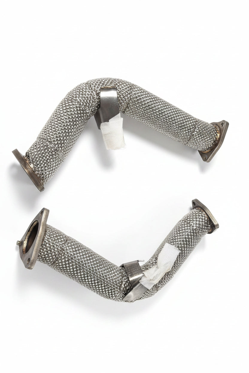 Stainless steel braided performance exhaust flex pipes for Audi tuning, enhancing power and handling