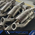 Stainless steel Audi Q7 3.0T supercharged performance downpipes and exhaust parts.