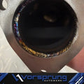 Close-up of stainless steel test pipe with precision welds for Audi 3.0T engine upgrade